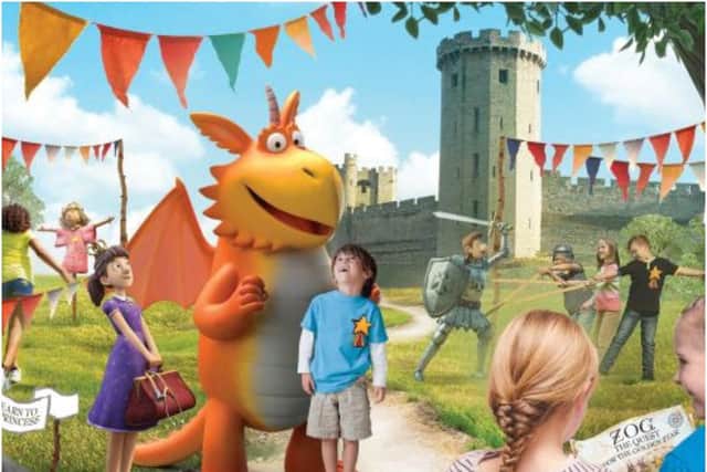 Warwick Castle’s outdoor activities and its brand new Zog and the Quest for the Golden Star activity trail will reopen on April 12. Image by Warwick Castle
