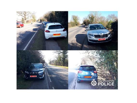 Police took these photos of cars parked outside Ryton Pools Country Park.