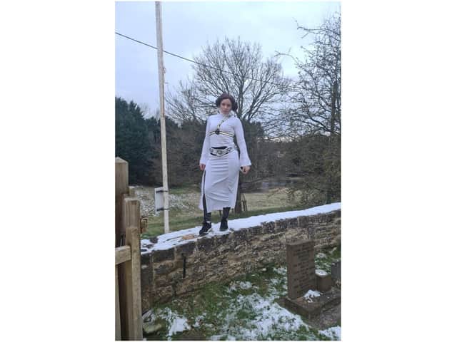 Natalie Faulkner wears a Princess Leia costume from Star Wars as part of her Miles for Mind scheme last month - raising money and awareness for the charity Mind.