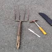 The items founds in the weapons sweep.