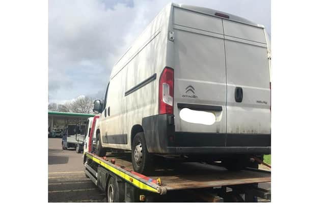 An Amazon delivery driver has his van seized by police near Kenilworth - for driving without a licence.