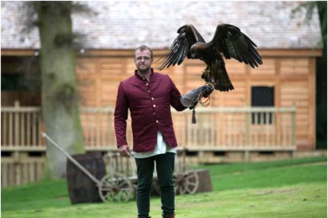 Knight’s Village guests will get to meet the Castle’s birds of prey, alongside an expert handler, to learn more about them and hear how feathered residents served the Castle in years gone by. Photo by Warwick Castle