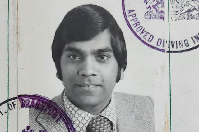Dharam Veer Awesti pictured on his licence as an approved driving instructor.