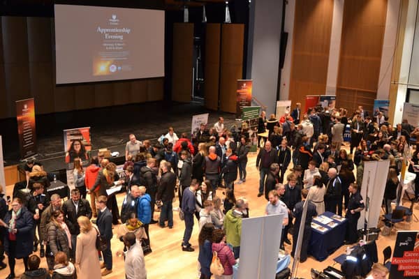 Pupils and parents attended an apprenticeship evening at Warwick School this week. Photo supplied.