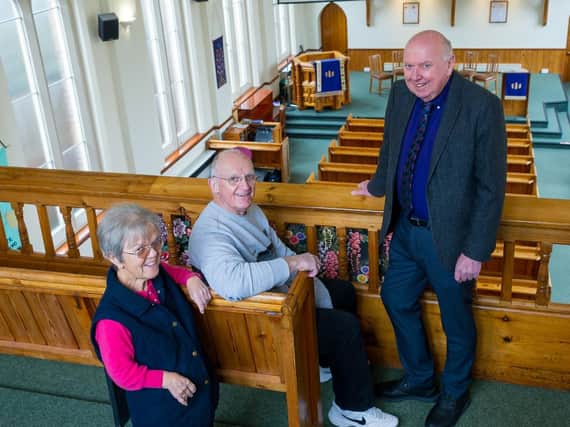 AbbeyHill United Reformed Church in Kenilworth has recently had LED lighting installed throughout in line with the town's fight against climate change.
Gaynor Watkins (Chair of Managers), John McKenzie (Treasurer of Managers) & George Jones (Lay Minister).