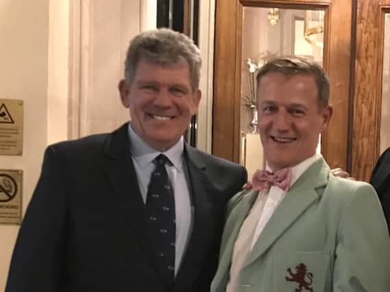 Blythe Liggins head of employment law Richard Moon (right) with Gareth Jenkins, the former Wales and British Lions coach who was the first ever speaker at the RFU Distinguished Members Association.