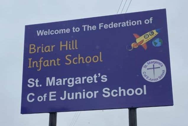 The Briar Hill Infant School and St Margaret's Junior School sign.