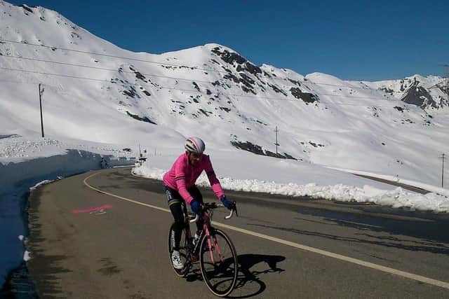 Mick Ives cycling the route of the Giro d'Italia in 2017