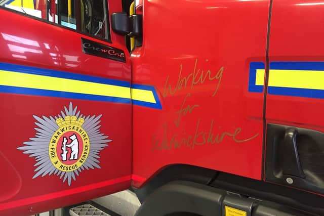 A Warwickshire Fire and Rescue fire engine. Photo by Warwickshire Fire and Rescue