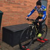 Kirby Bennett training on the rollers