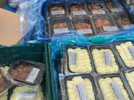 First batch of meals delivered to Helping Hands for distribution. Photo supplied