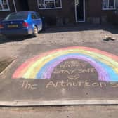 Cubbington Community Support group member Katie Arthurton posted this photo on the group of the rainbow and message to passers-by created by her children outside her house.