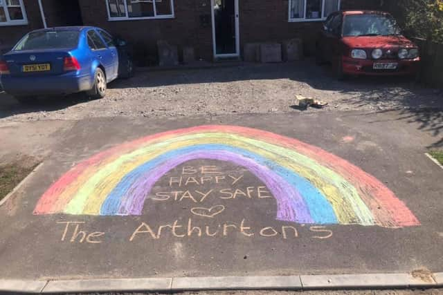 Cubbington Community Support group member Katie Arthurton posted this photo on the group of the rainbow and message to passers-by created by her children outside her house.