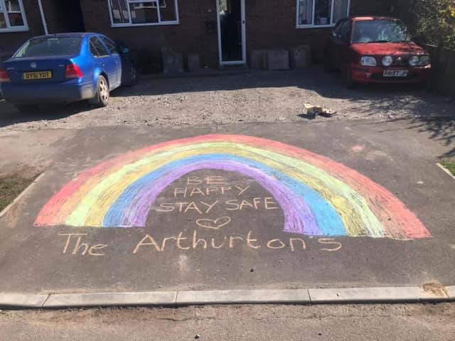 Cubbington Community Support group member Katie Arthurton posted this photo on the group of the rainbow and message to passers-by created by her children outside her house.