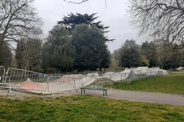 Victoria Park's skate park is fenced off.
