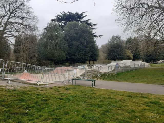 Victoria Park's skate park is fenced off.