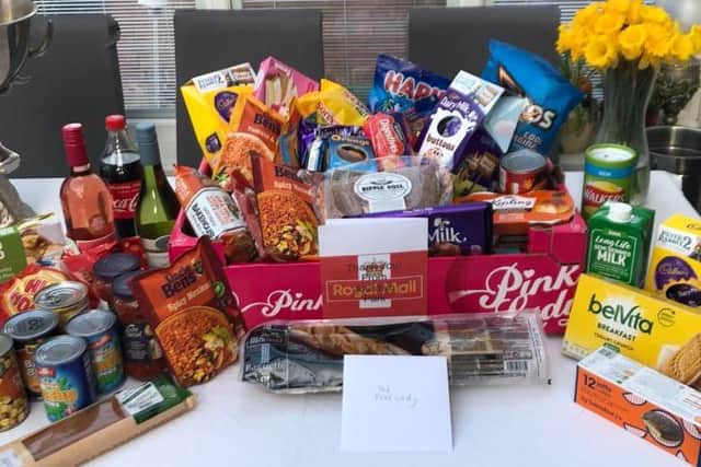 Some of the items donated for Sandy Storer's hamper.