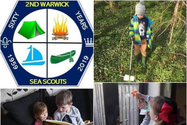 Members of the 2nd Warwick Sea Scouts have been taking part in Scouting at
home activities including badge work and acts of kindness. Photos supplied
