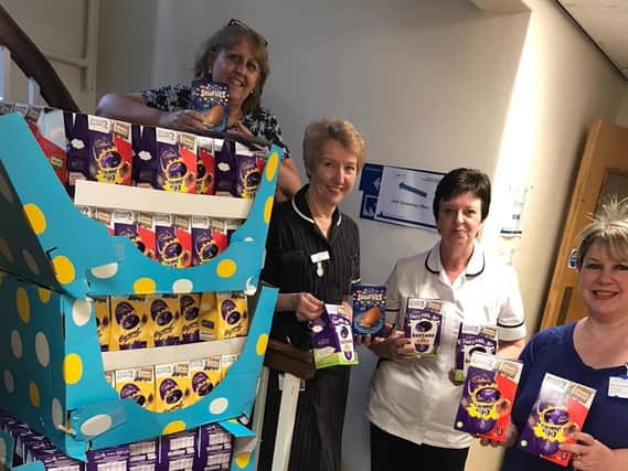 St Cross staff with some of the donated eggs.