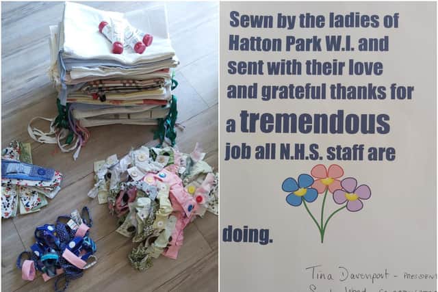 The creations made by members of the Hatton Park WI with the accompanying note. Photos by Hatton Park WI