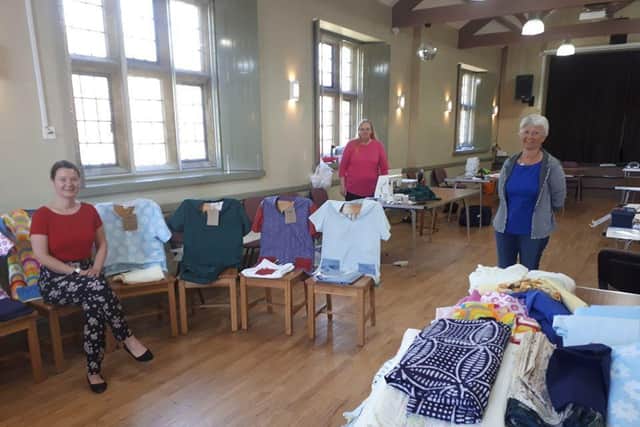 Volunteers with the Ratley Scrubs Club at the Ratley Village Hall (photo taken by Wellesbourne Police Safer Neighbourhood Team SNT during a visit to the village hall)