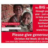 Churches across Kenilworth and the surrounding area are working together for Christian Aid week. Photo supplied