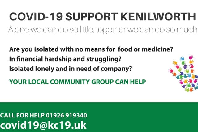 The Covid-19 Support Kenilworth group's banner.
