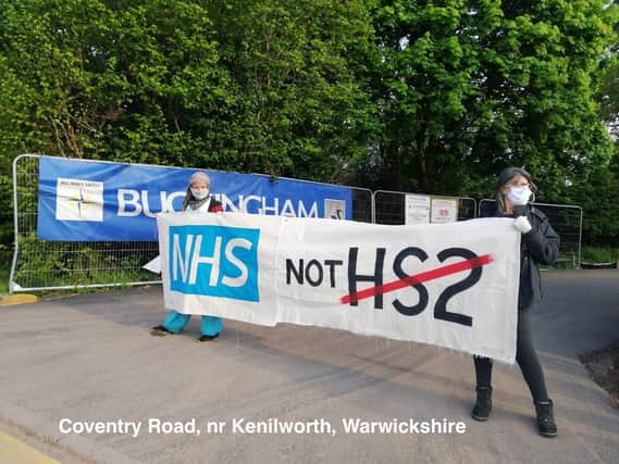 HS2 protesters at Coventry Road near Kenilworth