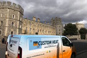 A Custom Heat van parked outside Windsor Castle