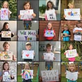 A collage of the OLST pupils who feature in the video with their posters.