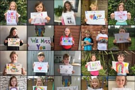 A collage of the OLST pupils who feature in the video with their posters.