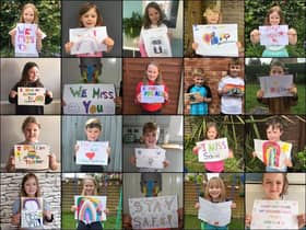 A collage of the OLST pupils who feature in the video with their posters.