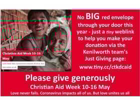 Churches across Kenilworth and the surrounding area are working together for Christian Aid week. Photo supplied