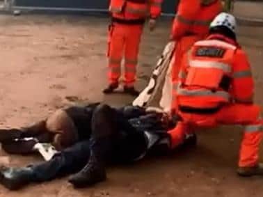 The video shows an incident between HS2 protesters and security staff