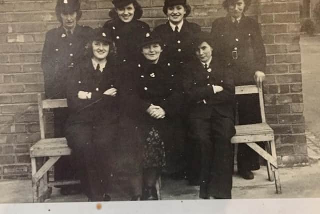 Pauline is pictured in the back row, second from the left, during her time serving in the Ambulance Corps during the Second World War.