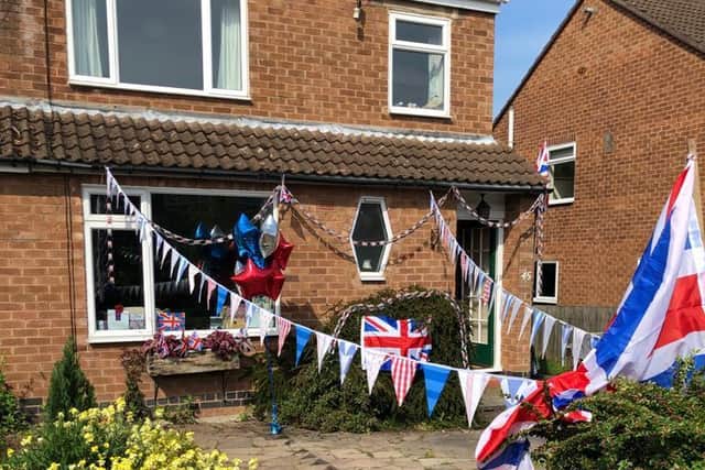 Rusty's family helped decorate his house for VE Day. Photo submitted
