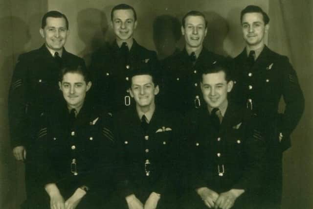 Ft. Lieut Geoffrey Taylor with his bomber crew (he is front centre). Photo supplied by Unlocking Warwick