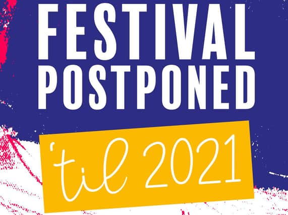 The postponement notice poster for Art in the Park 2020.