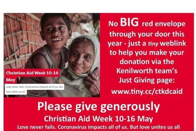 Churches across Kenilworth and the surrounding area are working together for Christian Aid week. Photo supplied