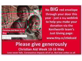 Churches across Kenilworth and the surrounding area are working together for Christian Aid week. Photo supplied