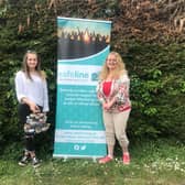 Charlie with Rachael Stevens from Safeline. Photo supplied.