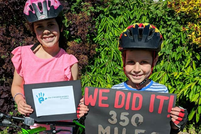 Grace and Sam Lessard completed their cycling challenge. Photo submitted