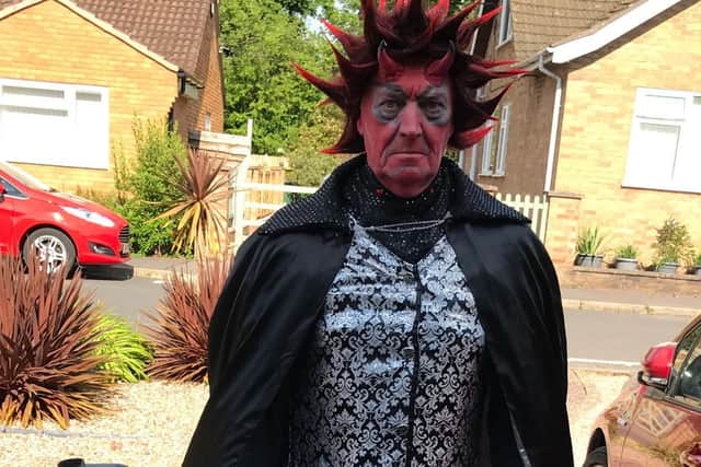 Phil Webb dresses as a devil for what is believed to be his final week. Photo supplied
