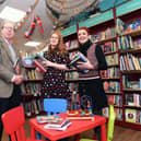 From left to right, Hugo Hawkings with Tamsin Rosewell and Judy Brook of
Kenilworth Books. Photo taken pre-Coronavirus outbreak.