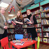 From left to right, Hugo Hawkings with Tamsin Rosewell and Judy Brook of
Kenilworth Books. Photo taken pre-Coronavirus outbreak.