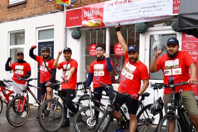 Team Baabzi completed a bike ride from Birmingham Children's Hospital to Warwick Hospital. Photo by Media Cartel