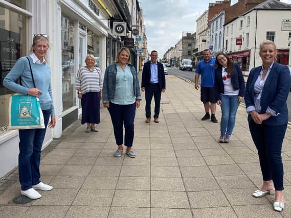 Pictured in Leamington town centre from left to right, Sue Butcher, Cllr Moira-Ann Grainger, Hayley Key, Cllr Richard Hales, Daniel Shinkwin (WDC Ranger), Stephanie Kerr and Sarah Kershaw.