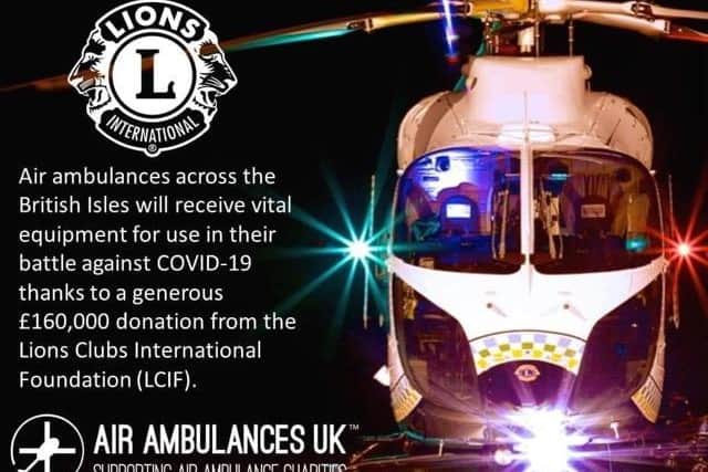 The Warwickshire-serving organisationswill be just some of the air ambulances across the UK that will receive vital equipment  thanks to a grant from the Lions Clubs International Foundation (LCIF). Photo supplied
