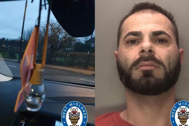 Petricia Gheorghita and the air freshener which helped police link him to the attacks. Photos: West Midlands Police.