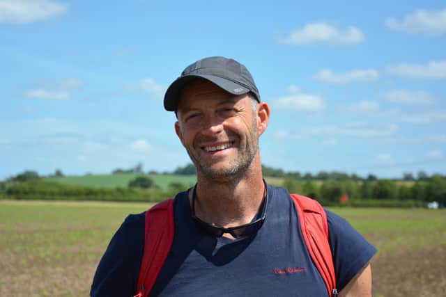 HS2 protestor Matt Bishop on the march, Photo by Ben Piper.